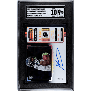 Kenneth Walker III 2022 Panini Contenders Playoff Ticket Auto Variation #126 – SGC 9