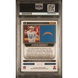 Justin Herbert 2023 Panini Obsidian Supernova Asia Gold Flood #8 – PSA 8