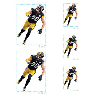 T.J. Watt - 5 Player Minis Mixed Sizes - Official NFL - Pittsburgh Steelers - Reusable Vinyl Decals