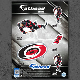 Sebastian Aho - 5 Minis Mixed Sizes - Official NHL - Carolina Hurricanes - Reusable Vinyl Decals