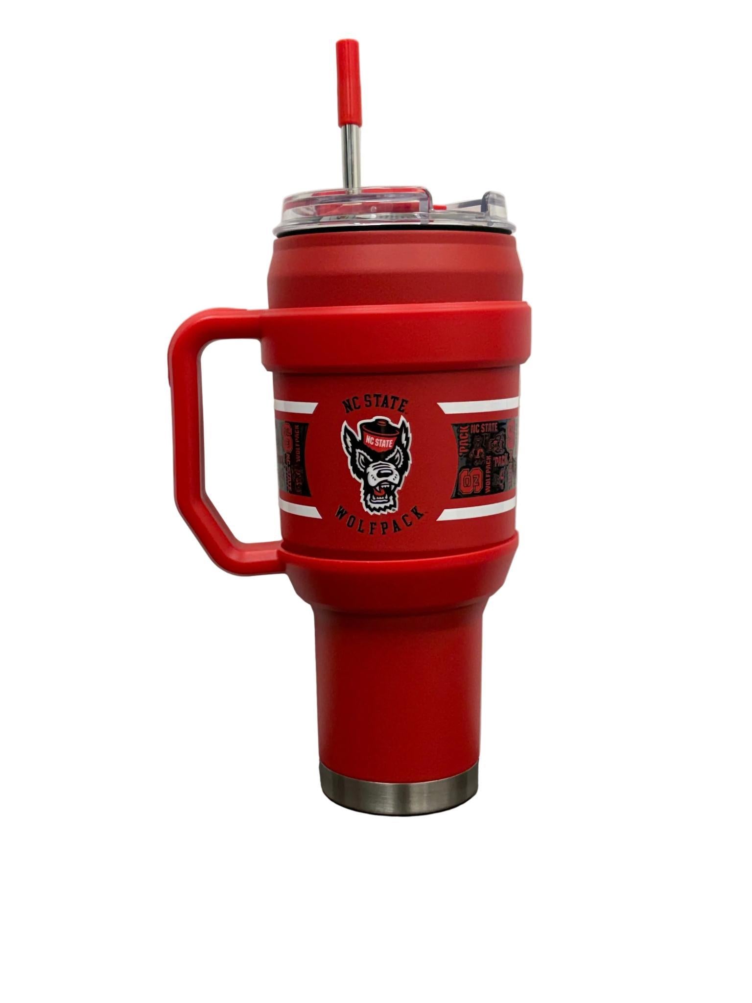 NC State Red Striped 40oz Stainless Steel Tumbler