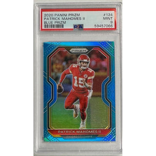 Patrick Mahomes II 2020 Panini Prizm #124 Blue Prizm PSA 9