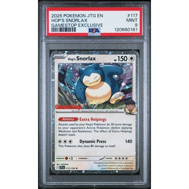 Hop's Snorlax 2025 Pokemon JTG EN Gamestop Exclusive 117/159 PSA 9