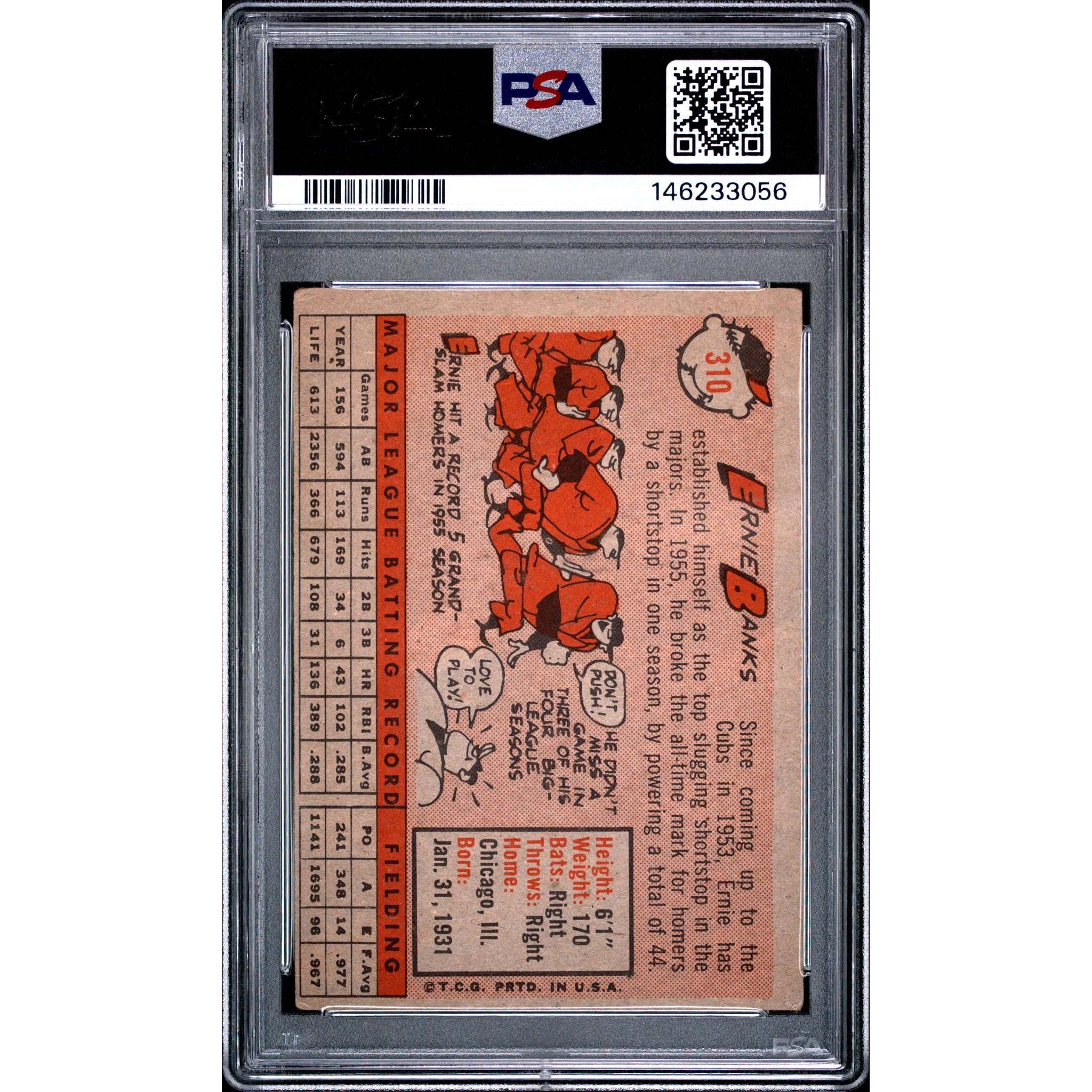 Ernie Banks 1958 Topps #310 PSA 3