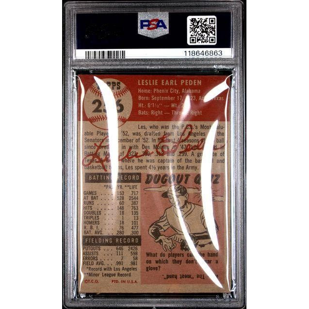Les Peden 1953 Topps #256 PSA 2