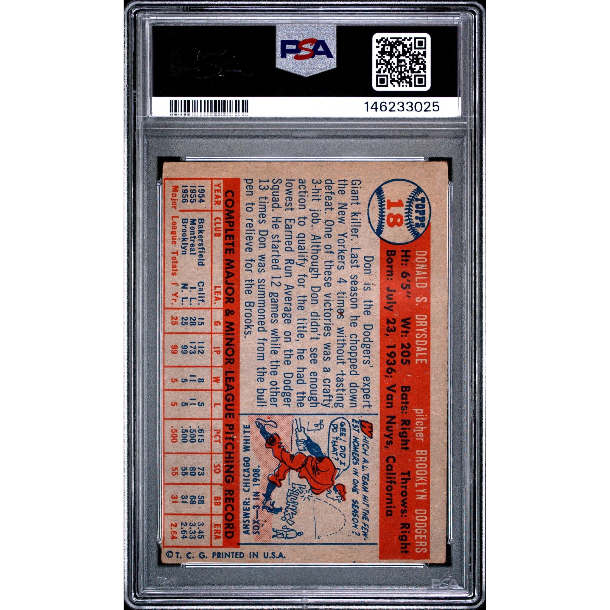 Don Drysdale 1957 Topps #18 PSA 3