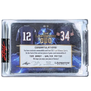 Tom Brady & Walter Payton 2021 Leaf The Ultimate Duo #UD-18 Relic Card