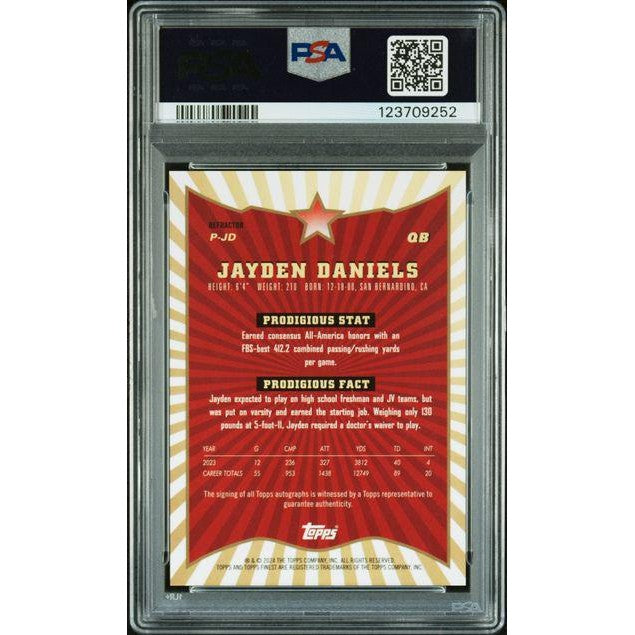 Jayden Daniels 2024 Finest Prodigies Auto-Refractor #PJD PSA 10
