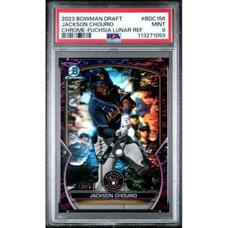 2023 Jackson Chourio Bowman Draft Chrome-Fuschia Lunar Ref #BDC156 PSA 9