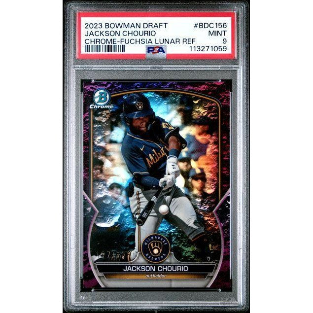 2023 Jackson Chourio Bowman Draft Chrome-Fuschia Lunar Ref #BDC156 PSA 9