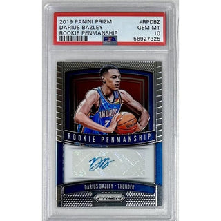 Darius Bazley: 2019 Panini Prizm, Rookie Penmanship #RPDBZ, PSA: 10