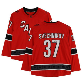 Score this Andrei Svechnikov Autographed 2022-23 Edition Jersey. It's got a hand-scribbled autograph from the Carolina Hurricanes star, perfect for showing your Hurricanes pride! Go Canes!!!