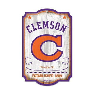 Clemson Tigers College Vault Wood Sign – 11" x 17"