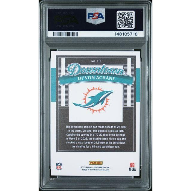 DeVon Achane 2025 Donruss Downtown #10 PSA 9
