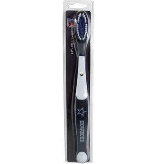 Brush your teeth with MVP quality! The Dallas Cowboys - MVP Design toothbrush offers a gentle clean with soft bristles, plus rubber gum massagers for a superior hygiene experience. Show off your team spirit with crisp team graphics on a team-colored toothbrush - a must-have for every Cowboys fan!