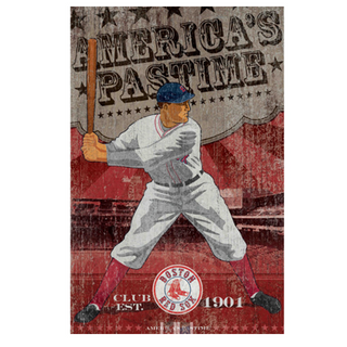 Boston Red Sox Vintage Wall Art – Distressed Wood Panel 26" x 15"