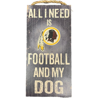Washington Redskins Wood Sign – Football And My Dog 6" x 12"
