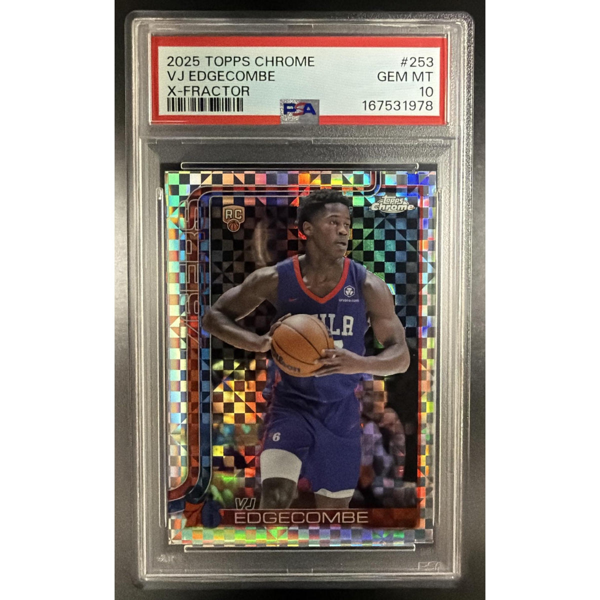 2025-26 Topps Chrome VJ Edgecombe #253 X-Fractor RC PSA 10