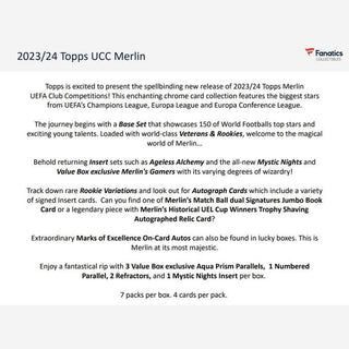 2023-24 Topps UEFA Club Competitions Merlin Chrome Soccer Blaster Box Pre-Sale