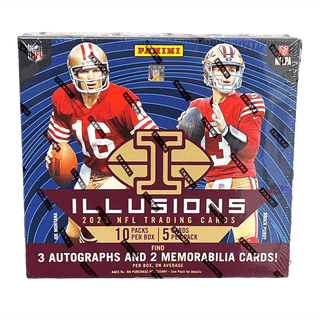 2023 Panini Illusions Football Hobby Box 3 Autographs and 2 Memorabilia Cards per Box on average! 10 packs per Box 5 Cards per Pack