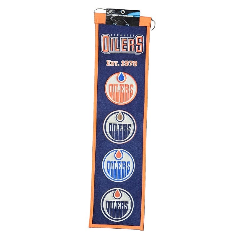 Banner: Edmonton Oilers- Heritage – CARDIACS Sports & Memorabilia