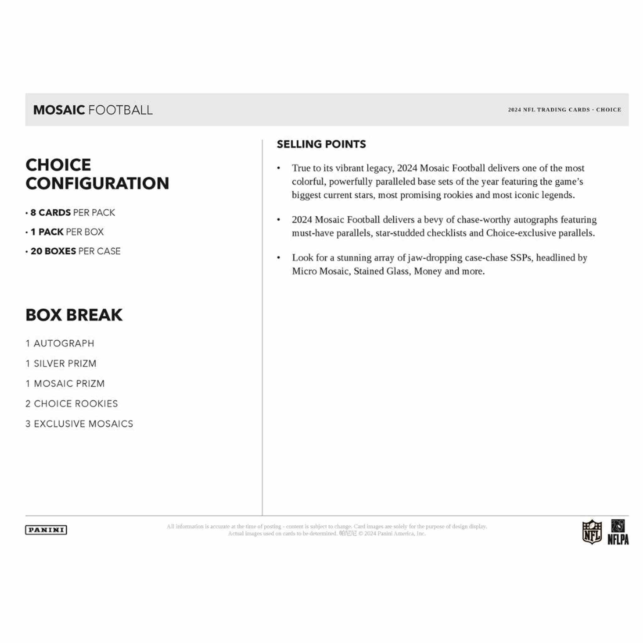 2024 Panini Mosaic Football Hobby Choice Box