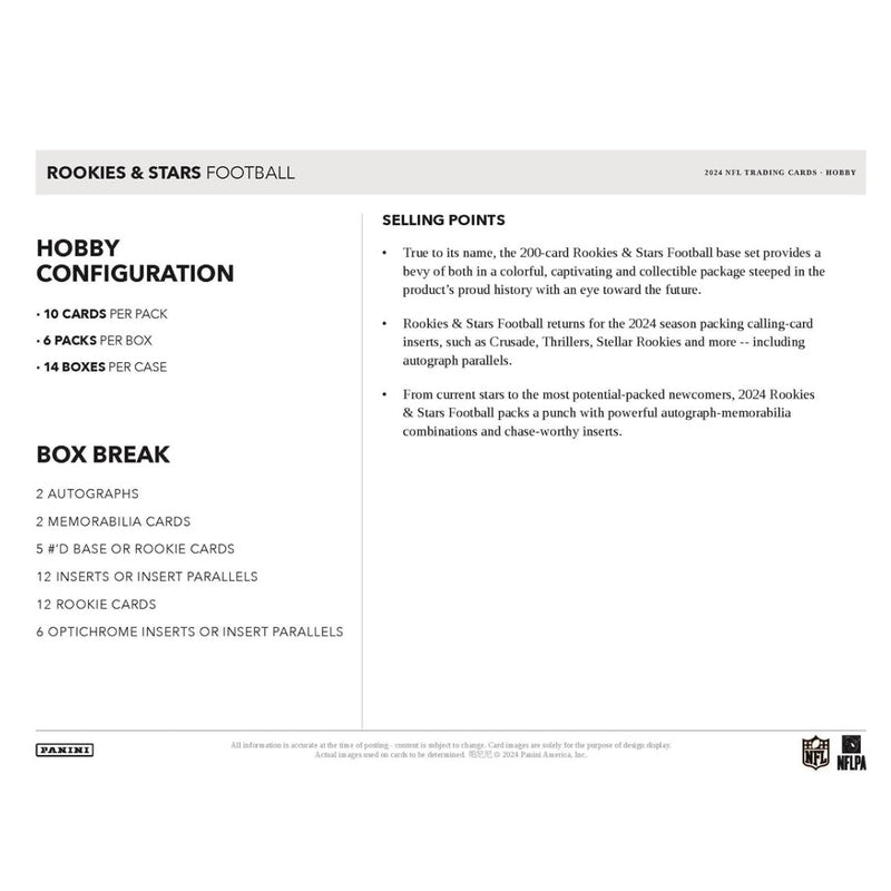 2024 Panini Rookie & Stars Football Hobby Box