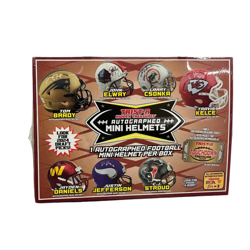 autographed football helmets 2024 TriStar Hidden Treasures Autographed Football Mini Helmet Season Edition Hobby Box