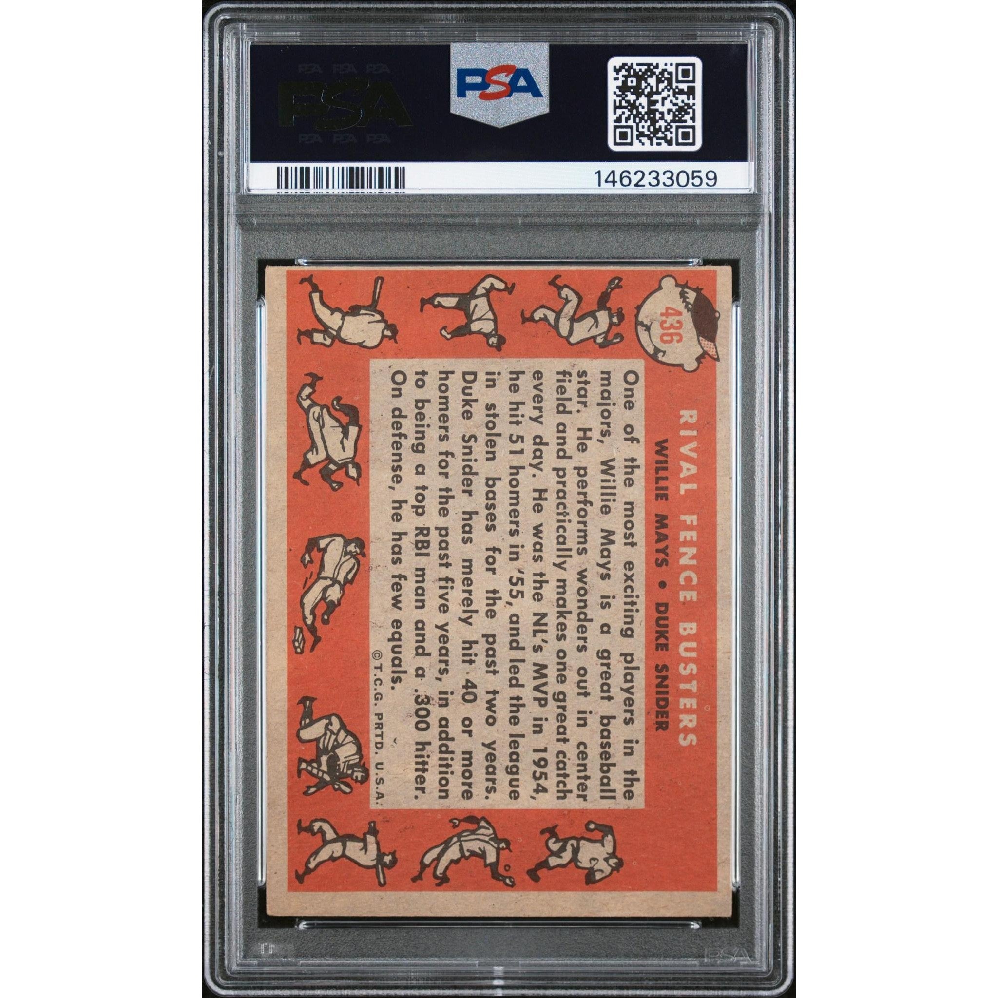 Rival Fence Busters 1958 Topps W. Mays/D. Snider #436 PSA 4