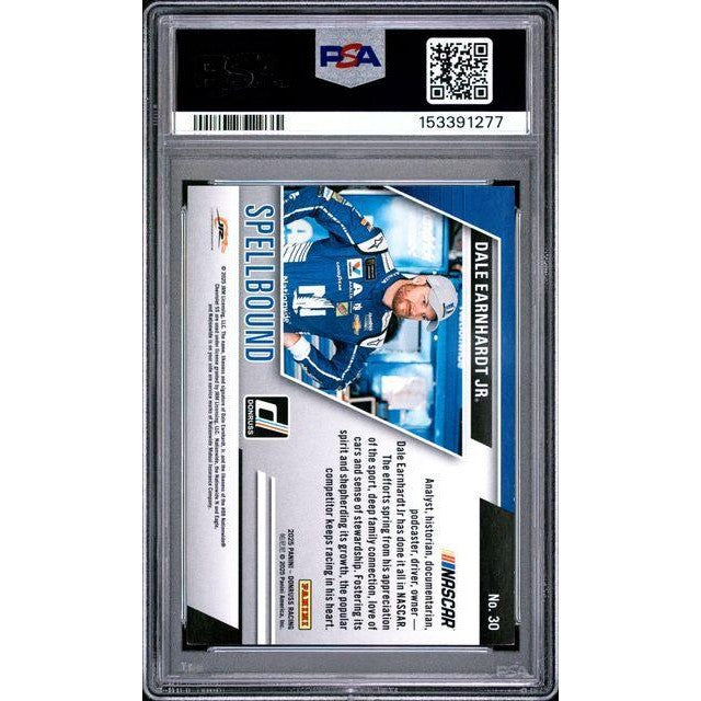 Dale Earnhardt Jr 2025 Donruss NASCAR Spellbound Blue Xplosion #30 PSA 8