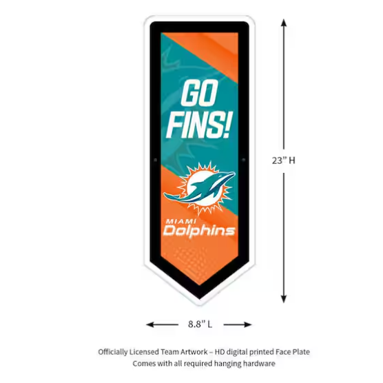 Miami Dolphins LED Pennant Wall Decor 8.8" W x 23" H