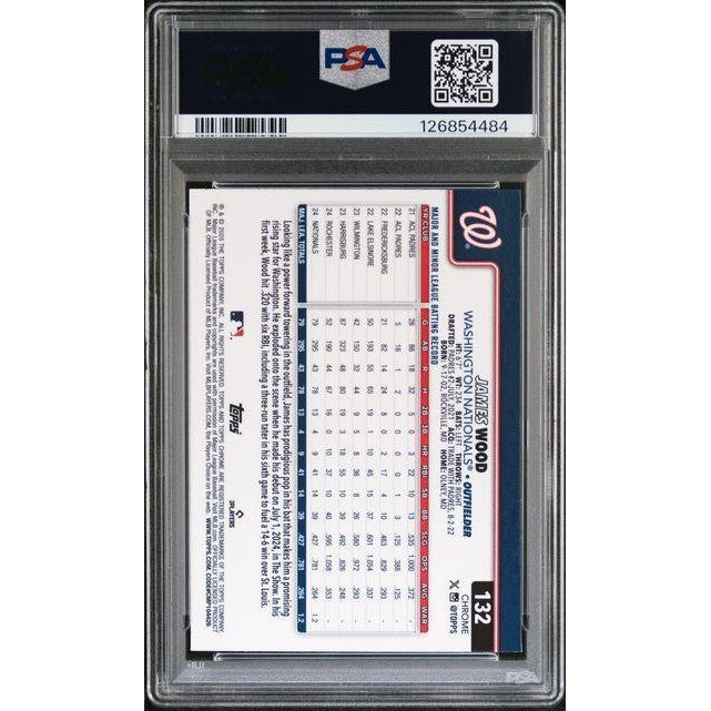 2025 Topps Chrome James Wood Raywave #132 PSA 10