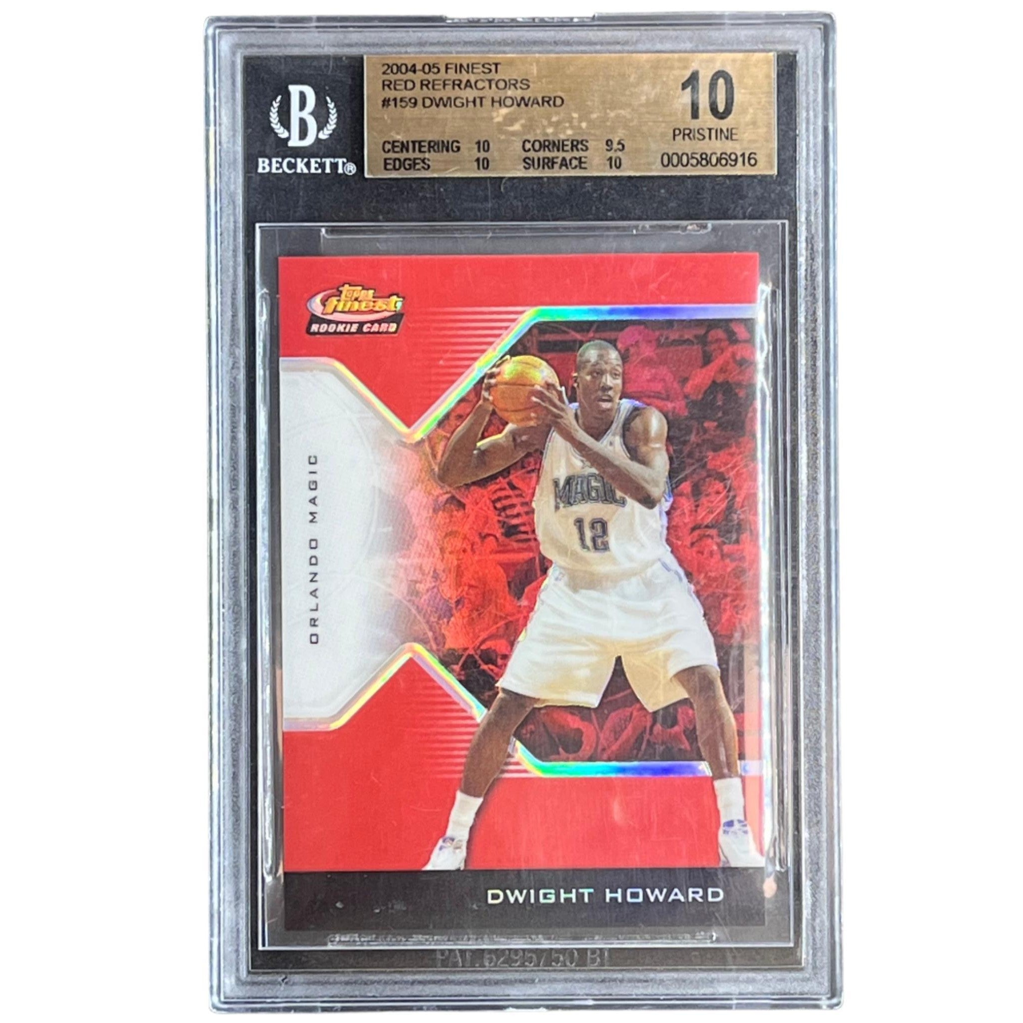 Dwight Howard 2004-05 Topps Finest Red Refractors #159 Beckett 10