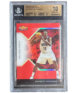 Dwight Howard 2004-05 Topps Finest Red Refractors #159 Beckett 10