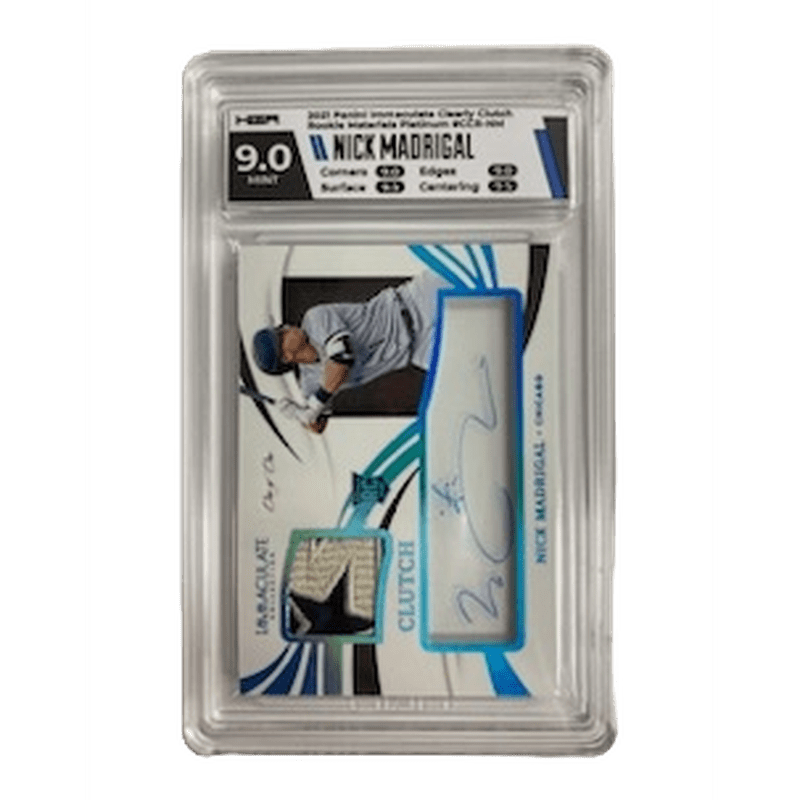 Nick Madrigal 2021 Panini Immaculate Clearly Clutch Rookie Materials Platinum #CCR-NM HGA 9.0