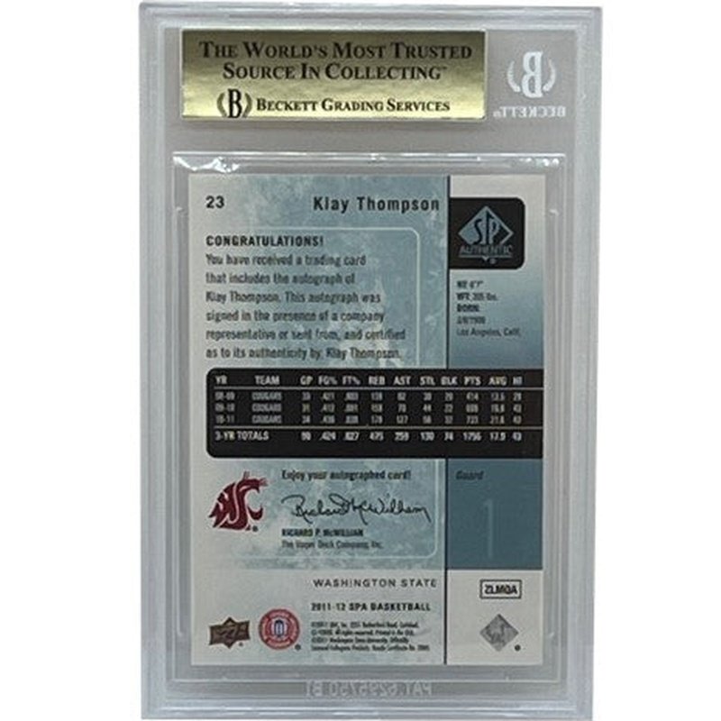 Klay Thompson 2011-12 SP Authentic Autographs #23 Beckett 9.5