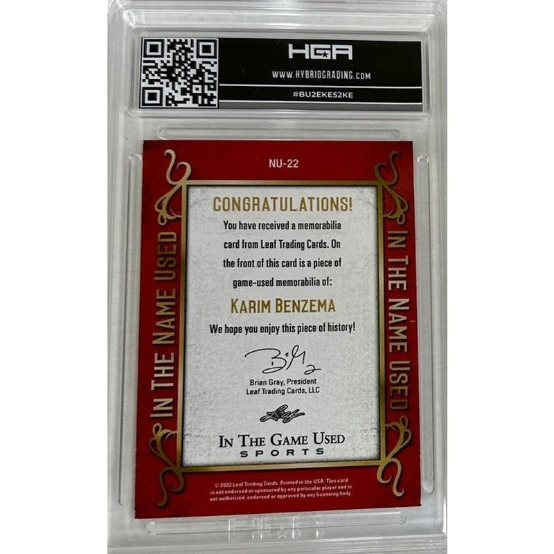 Karim Benzema 2022 Leaf in the Game Use in the Name Used #NU-22, HGA: 9.0
