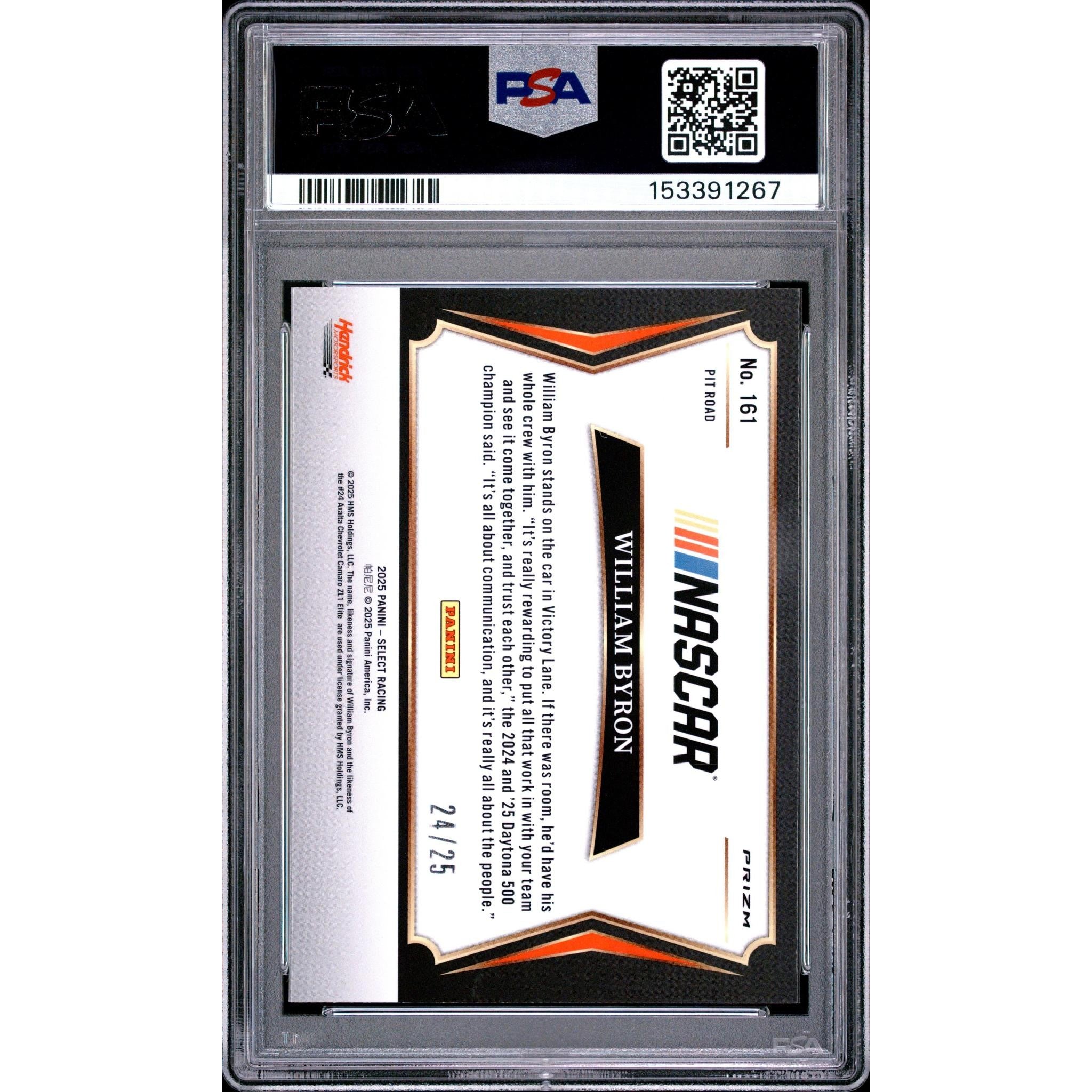 William Byron 2025 Select NASCAR Tie-Dye Prizm #161 PSA 10