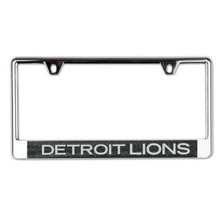 Detroit Lions Glitter Background Black Outline Metallic License Plate Frame – Officially Licensed NFL
