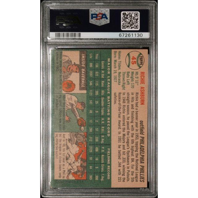 Richie Ashburn 1954 Topps #45 PSA 6