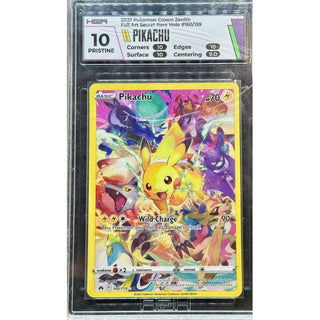 Pikachu 2023 Pokémon Crown Zenith Full Art Secret Rare Holo #160/159 HGA 10