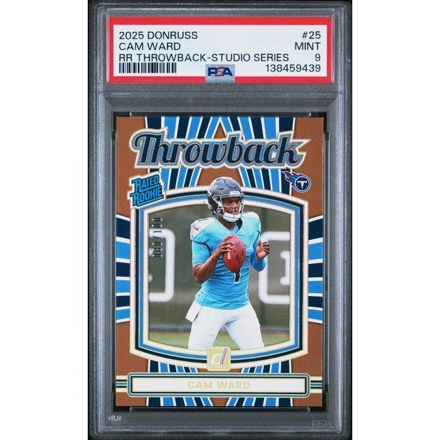 2025 Panini Donruss Rated Rookies Throwback #25 Cam Ward RR Throwback - Studio Series PSA 9