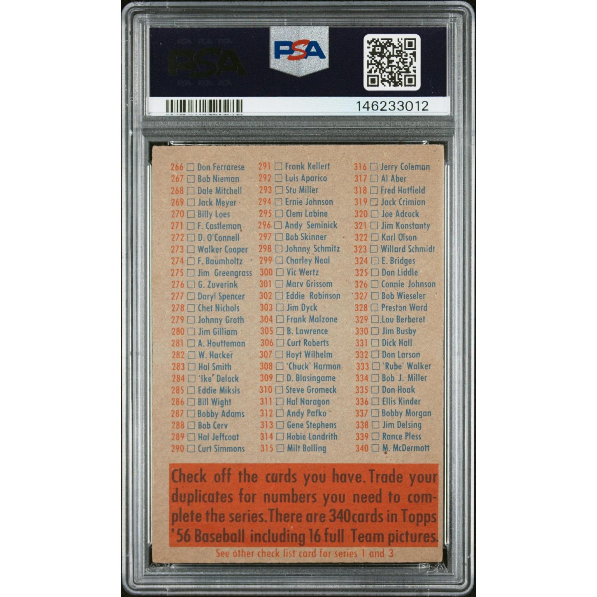 Checklist 2/4 1956 Topps PSA 4
