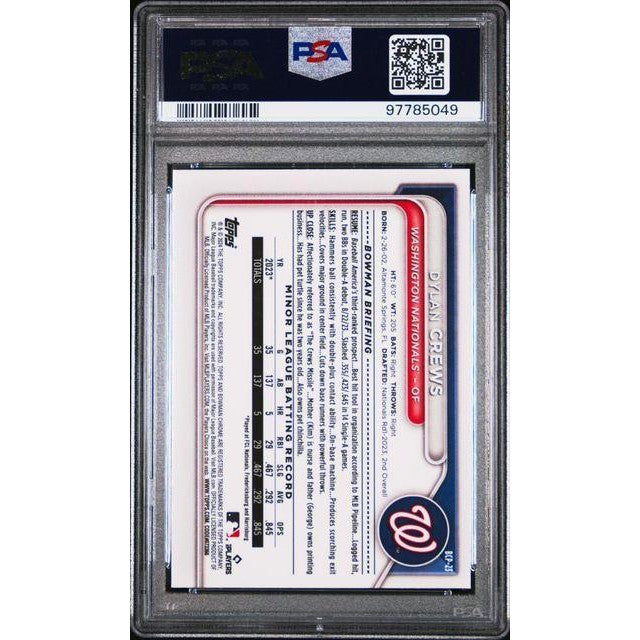 Dylan Crews 2024 Bowman Mega Box Chrome Prospects #23 PSA 10
