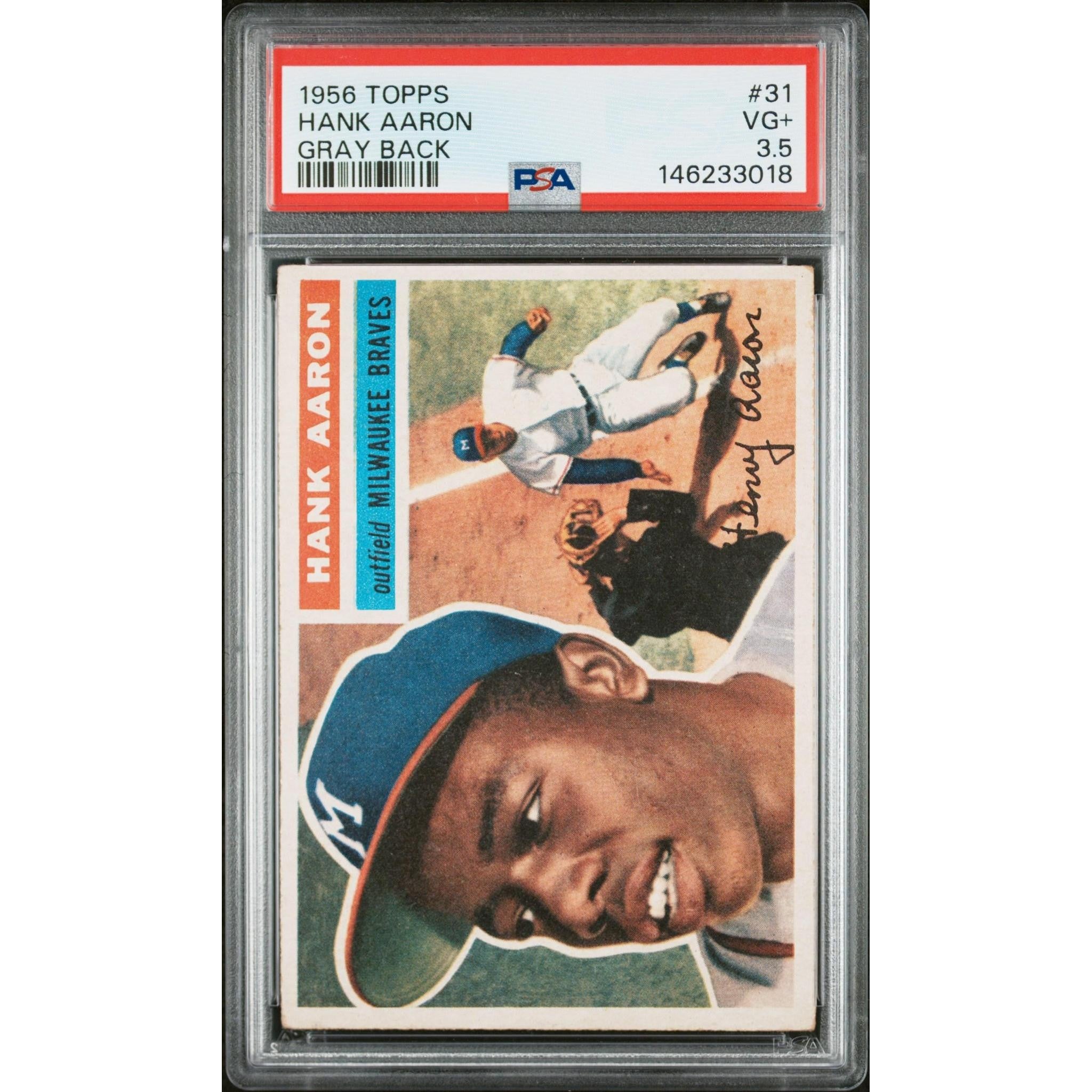 Hank Aaron 1956 Topps Grey Back #31PSA 3.5