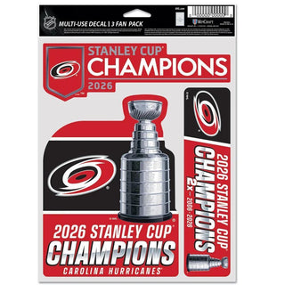 Carolina Hurricanes 2026 Stanley Cup Champions Multi-Use Decals – 3 Fan Pack