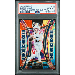 Drake Maye 2024 Select Turbocharged Tie-Dye Prizm #24 – PSA 10