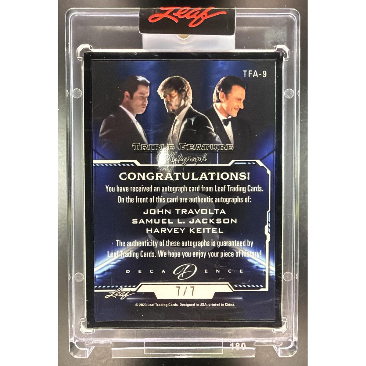 John Travolta / Samuel Jackson / Harvey Keitel Leaf Triple Feature #TFA-9 Non-Graded