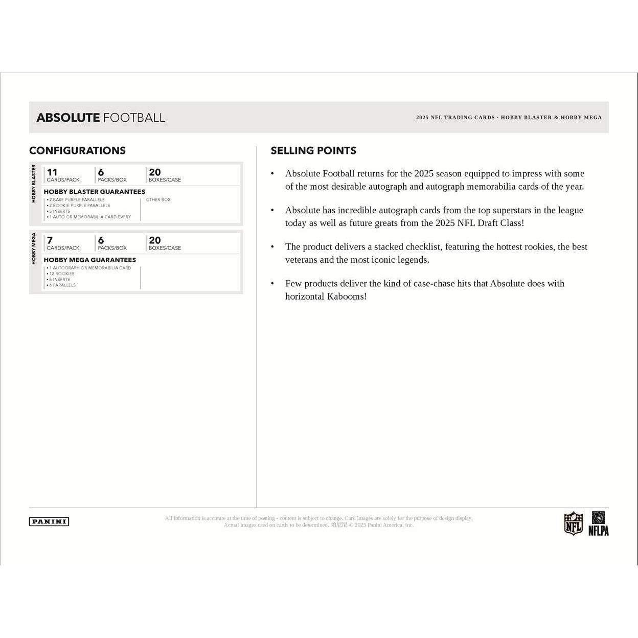 2025 Panini Absolute Football Hobby Mega Box