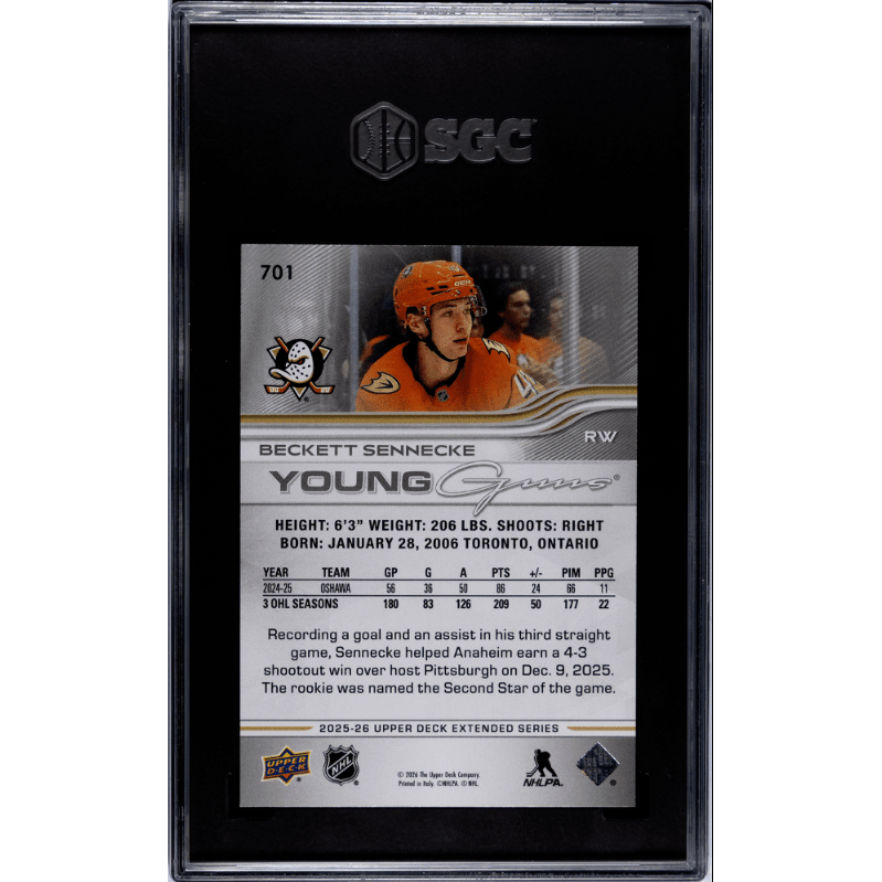 2025 Upper Deck #701 Beckett Sennecke SGC 10